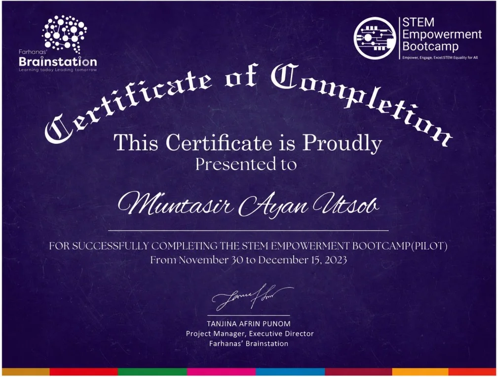 STEM Empowerment Bootcamp Certificate
